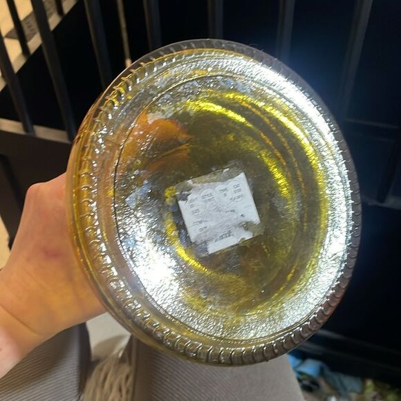 Vidrios San Miguel Spain Yellow Amber Recycled Glass 16" Candle Holder Vase - Picture 5 of 6